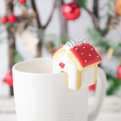 Tagliabiscotti Mini Casetta Pan Di Zenzero Plastica Tema Natale Strumenti Da Forno Decorazione Bordo Tazza