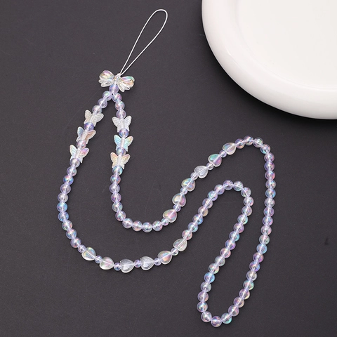 Künstliche Perle Schleife Herz Künstliche Perlen Telefon Lanyard Band Für Damen Süße Muschel Schmetterling Anti-Drop Handy Halskette Zubehör