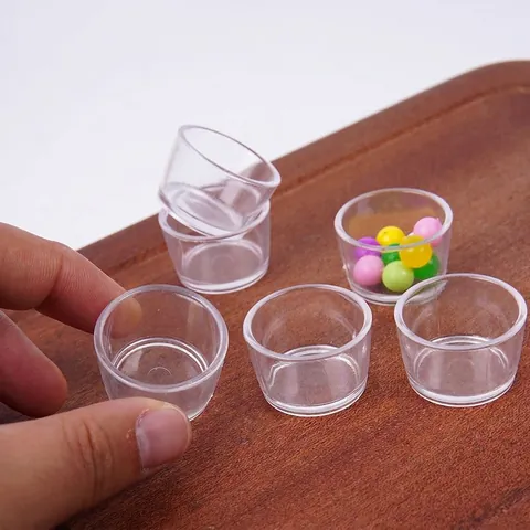 Mini Gobelets En Plastique Transparent Accessoires De Maison De Poupée DIY Jouets De Cuisine De Récipients À Dessert