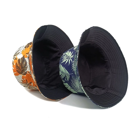 Chapeau Bob Réversible Polyester Imprimé Tropical Feuille De Monstera Palmier Protection Solaire Été Plage Rétro Unisexe