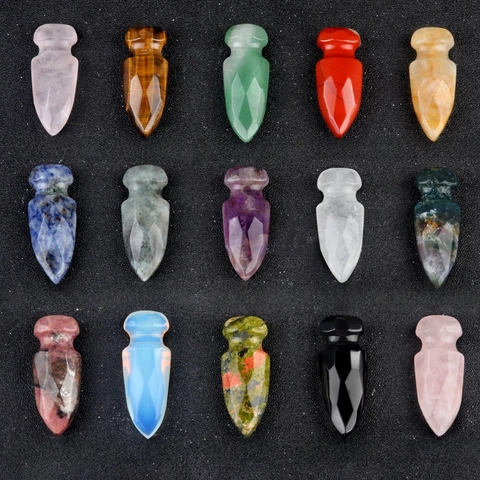 Natural Gemstone Arrowhead Carved Dagger Shape Polished Healing Crystal For Jewelry Making DIY Collection Home Decor