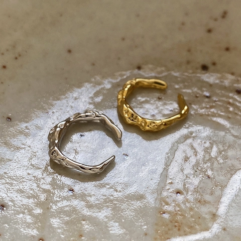 Μινιμαλιστικό Σκουλαρίκι Ear Cuff Από Ασήμι 925 Για Γυναίκες Χωρίς Τρύπα Με Υφή Λάβας Ρυθμιζόμενα Σκουλαρίκια Clip On
