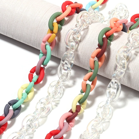 Acrylic Oval C-Shaped Open Chain Links For DIY Earrings Glasses Chain Connector Accessories Colorful Matte Transparent Findings