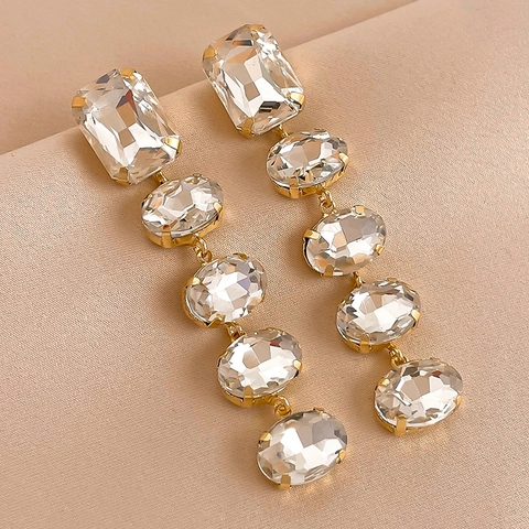 Elegante Lange Ohrhänger Aus Legierung Mit Strass Und 925 Sterling Silber Ohrstecker Mode Geometrischer Schmuck Für Damen