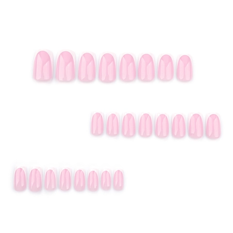 Classic French White Tip Press On Nails Square Nude Pink Medium Short Artificial Fake Nails For Women Manicure Glossy