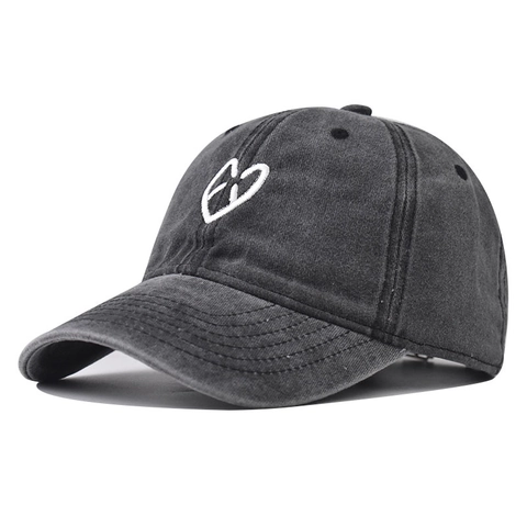 Berretto Da Baseball In Cotone Lavato Ricamo Cuore Distressed Regolabile Retro Dad Hat Streetwear Unisex Casual