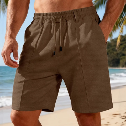 Herren Shorts Strukturiert Waffelstrick Polyester Kordelzug Elastischer Bund Lässig Sportlich Laufen Gym Sport Sommer