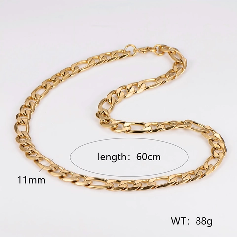 Collar De Cadena Figaro Acero Inoxidable 304 Chapado En Oro De 18K Hip Hop Punk Streetwear Para Hombres Mujeres