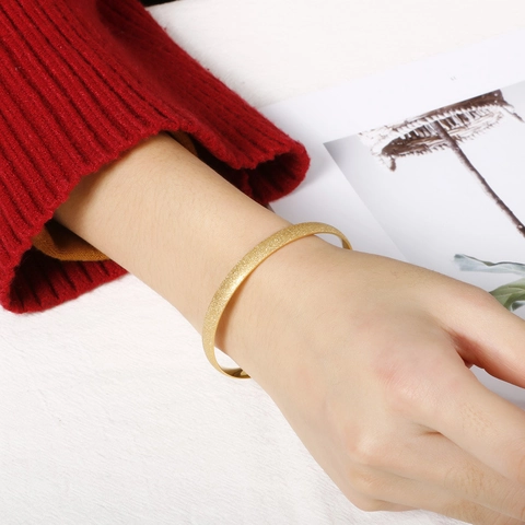 Bracciale Rigido In Acciaio Inossidabile Minimalista Sabbiato Opaco Lucidato A Specchio Gioielli Di Moda Retro