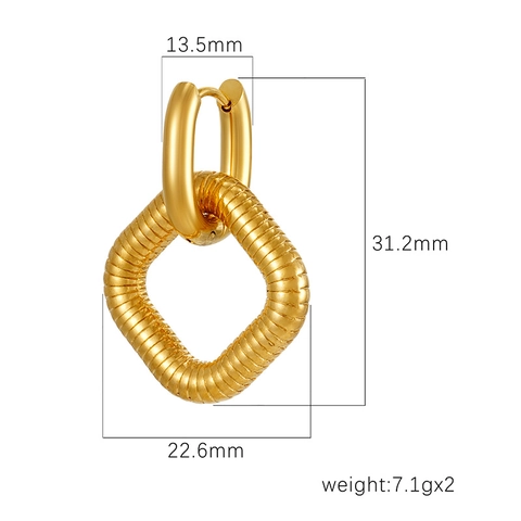 Orecchini Geometrici Acciaio Inossidabile Placcato Oro 18K Bicolore Vintage Cerchi Pendenti Per Donna Gioielli
