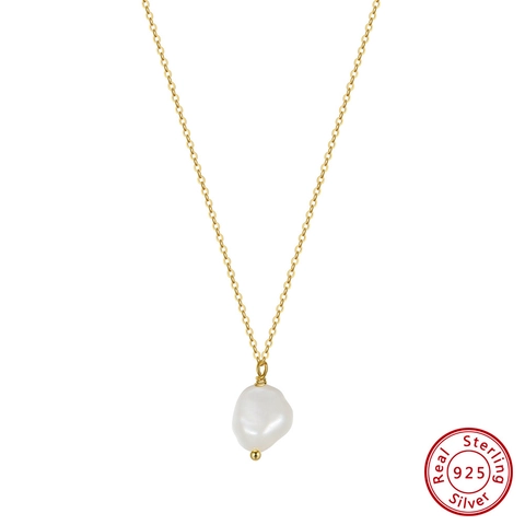 Collana Con Pendente Di Perla de Agua Dulce Barocca D'acqua Dolce Catena In Argento Sterling 925 Gioielli Minimalisti Per Donna