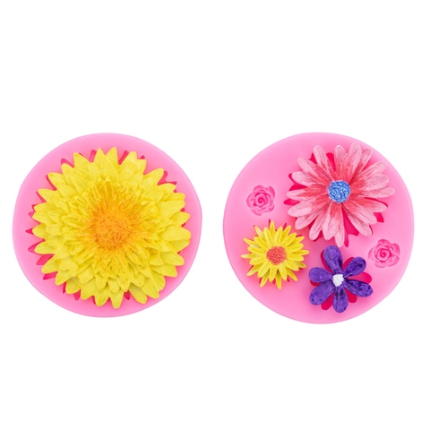 Moule En Silicone Marguerite Tournesol Rose DIY Décoration Gâteau Fondant Savon Bougie Outil Pâtisserie