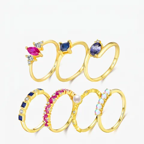 Anelli A Corona In Zircone In Argento Sterling 925 Placcato Oro 14k