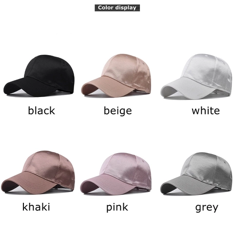 Gorra De Béisbol De Satén Efecto Satén Ajustable Color Sólido Brillante Elegante Sombrero De Sol Para Mujer