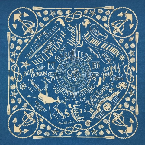 Bandana Scarf Cotton Nautical Marine Print Square Handkerchief Retro Yacht Club Outdoor Cycling Head Wrap Streetwear