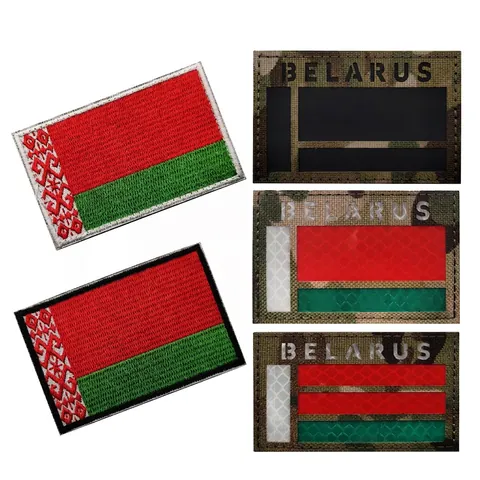 Belarus Flag Tactical Morale Patch IR Reflective Laser Cut Embroidery Hook And Loop Badge For Backpack Hat Vest Jacket Outdoor Gear