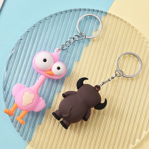 Süßer Cartoon Tier Schlüsselanhänger 3D Große Augen PVC Weichgummi Löwe Giraffe Zebra Elefant Tasche Anhänger Geschenk