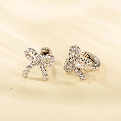Joyas Piercing Oreja Cartílago Lazo Acero Titanio Cobre Circón Elegante Chic Para Mujeres Niñas