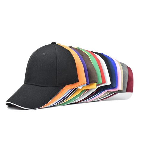 Baseball Cap Cotton Twill Sandwich Brim Adjustable Solid Color Curved Sun Hat Men Women Casual Sporty Outdoor