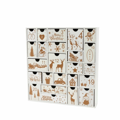 Calendario Dell'Avvento In Legno Con Cassetti Multipli Decorazione Natalizia Scatola Per Il Conto Alla Rovescia