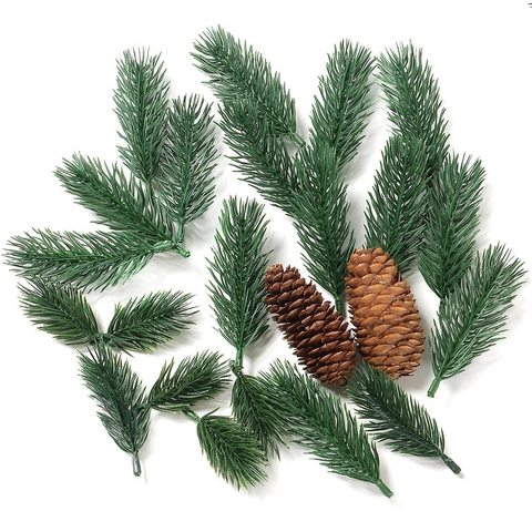 Artificial Pine Needles Branches Plastic Green Plant Christmas DIY Floral Arrangement Accessories Home Festive Decoration