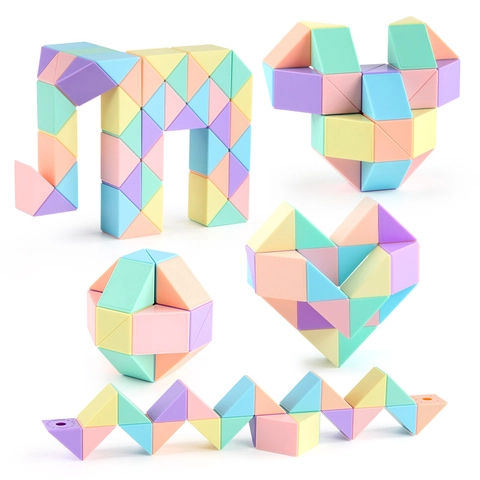 Magic Snake Ruler Puzzle Toy ABS Plastic Macaron Color Flexible Segmented Educational Creative Shape For Kids