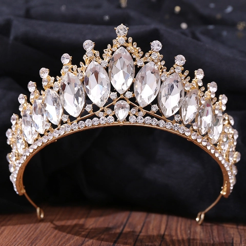 Luxus Barock Braut Krone Tiara Retro Legierung Strass Kristall Hochzeit Geburtstag Party Kopfschmuck Für Frauen