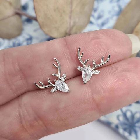 Orecchini A Lobo Cervo Alce Rame Zirconia Intarsiato Stile Foresta Carino Gioielli Moda Natale Per Donne