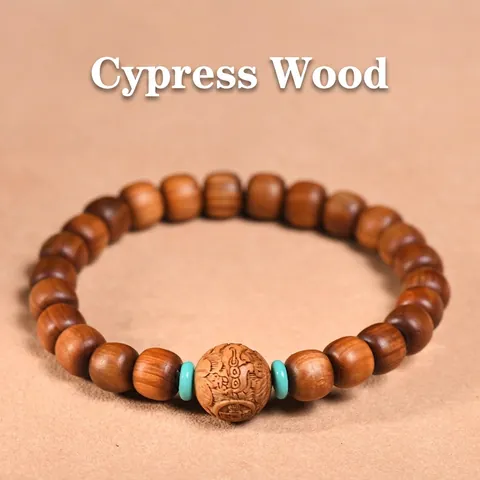 Bracciale Di Perle In Legno Di Thuja Zen Preghiera Buddista Meditazione Gioielli Con Accenti Di Turchese E Giada