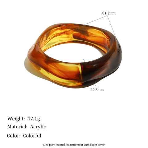 Bracciale Rigido In Acrilico Intrecciato Pentagonale Irregolare Ampia Superficie Retrò Resina Marmorizzata Gioielli Per Donna