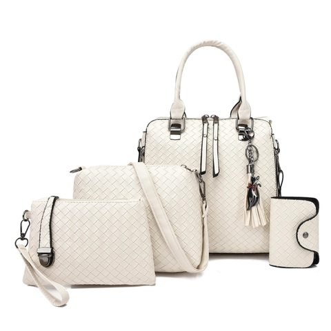 Borsa A Mano Da Donna In Pelle PU Intrecciata Borsa Tote Tracolla Pochette Porta Carte Con Ciondolo A Forma Di Gatto Nappa