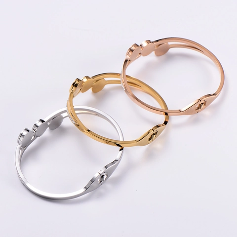 Brazalete De Acero Inoxidable Números Romanos Incrustación De Concha Zircón Joyería Para Mujer Moda Elegante