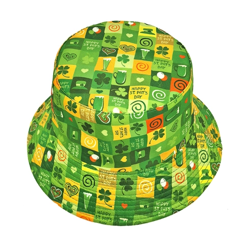 St Patricks Day Vissershoed Omkeerbaar Klaver Print Polyester Zonbescherming Vissershoed Voor Heren Dames