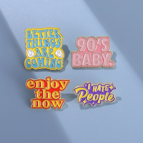 Spilla Pin In Smalto Con Slogan Motivazionale In Inglese Scritte In Lega Metallo Distintivo Accessorio Gioielli Moda Retro