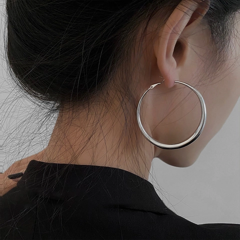 Geometrische Oorringen Legering Circulaire Minimalistische Stijl Met Zilveren Oorsteker Voor Vrouwen Mode Sieraden