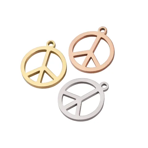 304 Stainless Steel Peace Sign Charms Mirror Polished Round Symbol Pendants For DIY Jewelry Making Necklace Bracelet