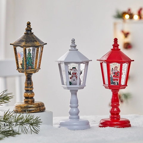 Kerst Sneeuwbol Lantaarn Watergevuld LED Licht Retro Desktop Decor Kerstman Sneeuwman Boom Glitter Kunststof Nieuwigheid