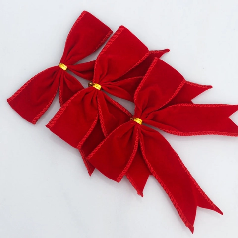 Rote Samt Weihnachtsschleifen Mit Goldenen Bindebändern Für Christbaumschmuck Und Festliche Geschenkverpackung DIY Bastelbedarf