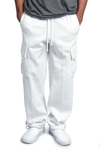 Pantalon Cargo Homme Multi Poches Rétro Streetwear Décontracté Joggers Polyester Couleur Unie Ample Cordon de Serrage Bas