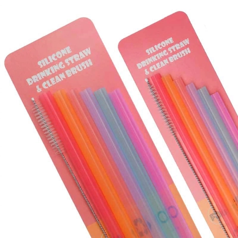 Reusable Silicone Straws Food Grade Colorful Bendable Drinking Straws With Cleaning Brush For Kids Adults Travel Picnic Outdoor