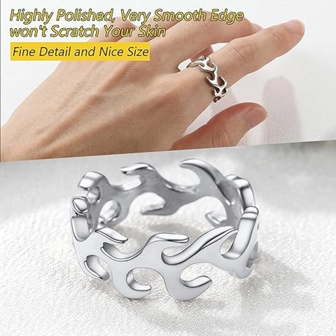 Vlam Ring Roestvrij Staal Hol Brandend Ontwerp Hip Hop Punk Stijl Band Sieraden Voor Mannen Vrouwen