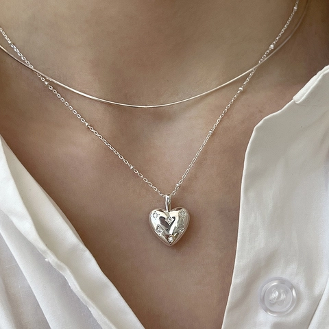 Collana con Pendente a Cuore in Argento Sterling S925 Placcato Oro Diciotto K con Strass Incastonati Stile Dolce ins Gioielli Donna