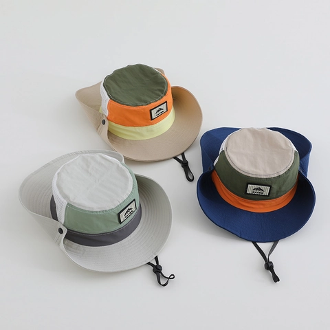 Cappello Da Pescatore Bambini Outdoor Nylon Asciugatura Rapida Traspirante Protezione Solare Escursionismo Berretto Cordino Regolabile