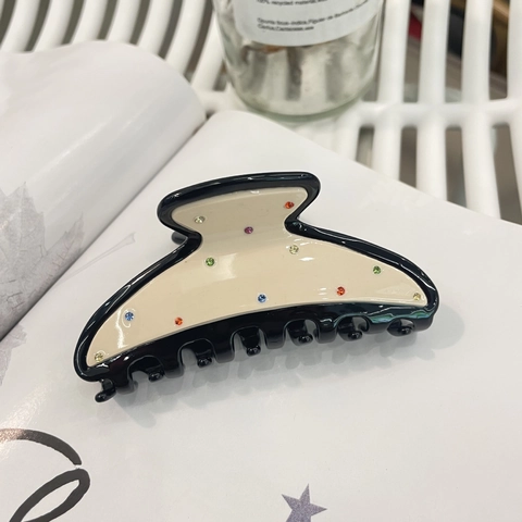 Pince À Cheveux Élégante En Acétate Avec Strass Colorés Épingle À Cheveux Patchwork Minimaliste Pour Femmes Accessoire