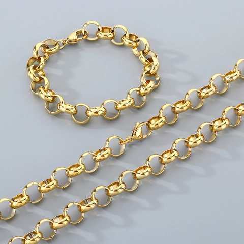 Minimalist Round Link Chain Necklace And Bracelet Stainless Steel Unisex Jewelry Punk Style Polished Curb Chain Accessory