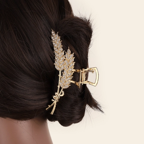Molletta Per Capelli Spiga Di Grano Lega Strass Elegante Grande Clip A Squalo Per Donna Moda
