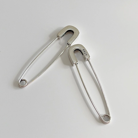 925 Sterling Silber Sicherheitsnadel Ohrringe Retro Minimalistisch Drop Studs Für Frauen Punk Schmuck