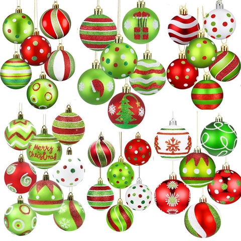 Palle Di Natale Infrangibili Dipinte A Mano Plastica Albero Di Natale Rosso Verde Bianco Decorazione Festa