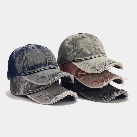 Gorra De Béisbol De Mezclilla Lavada Vintage Bordes Desgastados Protección Solar Ajustable Sombrero Deporte Hombre Mujer
