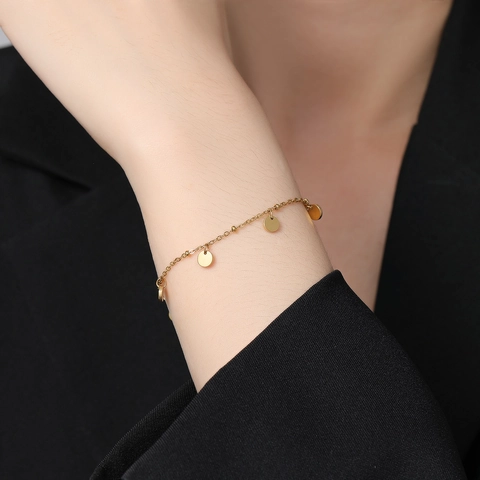 Double Layer Stainless Steel Star Bead Bracelet For Women Gold Silver Plated Minimalist Lucky Transfer Bead Jewelry Gift